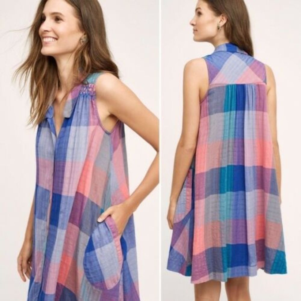Holding Horses Ronan Plaid Sleeveless Dress HW9720 - Picture 1 of 10